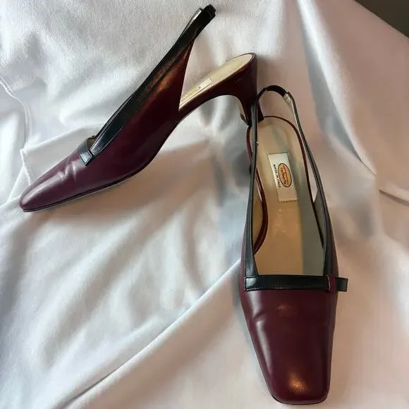 Elegant Burgundy Slingback Heels - Picture 1 of 8